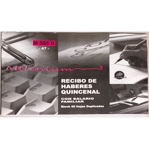 RECIBO QUINCENAL C/SALARIO FAMILIAR 1/2 CARTA M585