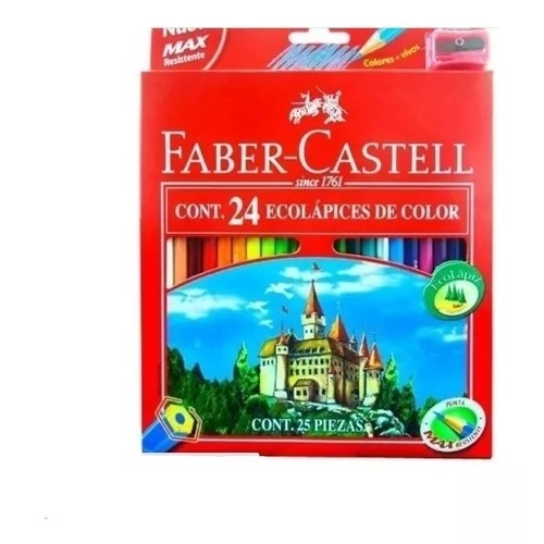 LAPICES DE COLORES FABER-CASTELL ECOLAPIZ x24 LARGO + 4 PASTEL