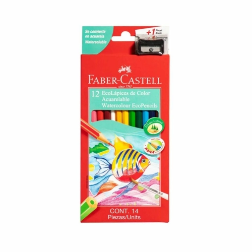 LAPICES DE COLORES FABER CASTELL ECOLAPIZ ACUARELABLE x12 LARGO