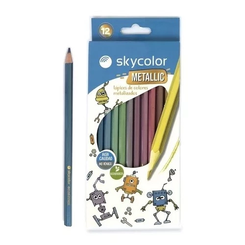 LAPICES DE COLORES SKYCOLOR METALIZADO x12 LARGO