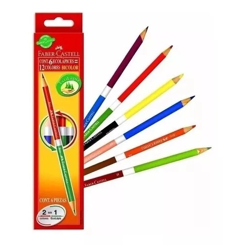 LAPICES DE COLORES FABER-CASTELL ECOLAPIZ BICOLOR x 6