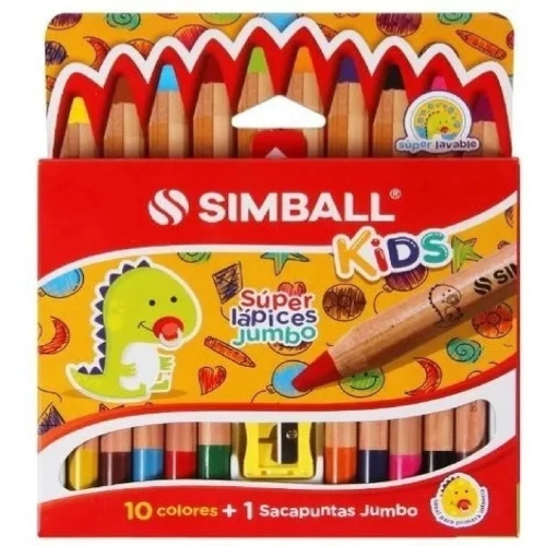 LAPICES DE COLORES SIMBALL KIDS JUMBO x10 ACUARELABLE
