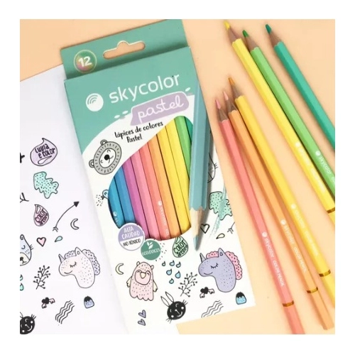 LAPICES DE COLORES SKYCOLOR PASTEL x12 LARGO