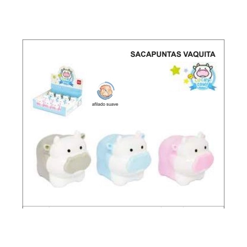 SACAPUNTAS PLASTICO VAQUITA 3 COLORES DISPONIBLES