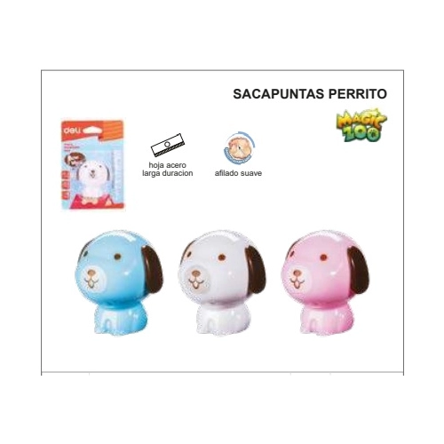 SACAPUNTAS PLASTICO PERRITOS 2 COLORES DISPONIBLES