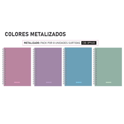 CUADERNO BE POSITIVE A4 (21 x 29.7) TAPA DURA x100h. RAYADO METALIZADO