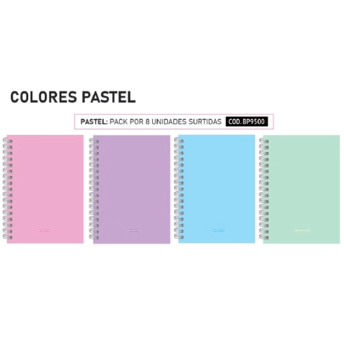 CUADERNO BE POSITIVE A4 (21 x 29.7) TAPA DURA x100h. RAYADO PASTEL