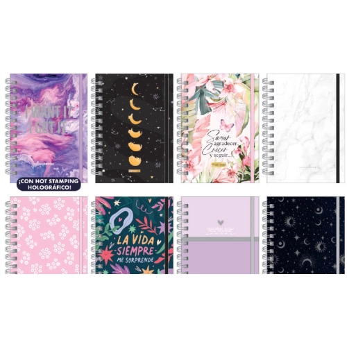 CUADERNO BASE A4 (21 x 29.7) TAPA DURA x80h. RAYADO REMOVIBLES DISEÑOS VARIOS