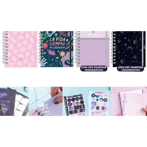 CUADERNO BASE A5 (15 x 21) TAPA DURA x80h. RAYADO REMOVIBLES CON ELASTICO SURTIDOS