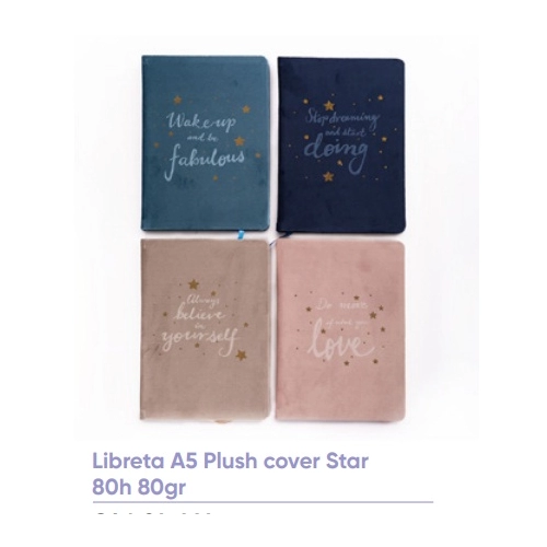 LIBRETA A5 PLUSH COVER STAR 464 x80h.