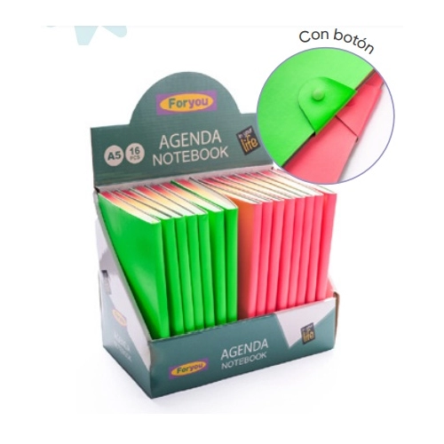 LIBRETA PU A5 FLUO CON BOTON 227