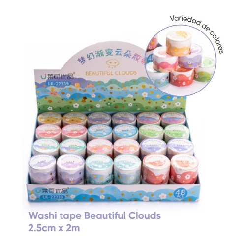 WASHI TAPE BEAUTIFUL CLOUDS 259 2,5cm.x2m.