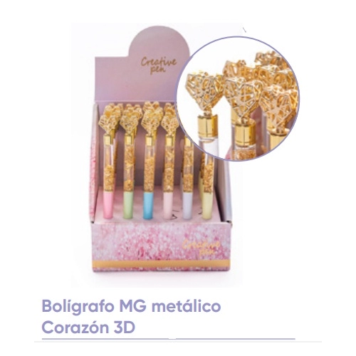 BOLIGRAFO METALICO CORAZON 3D 393