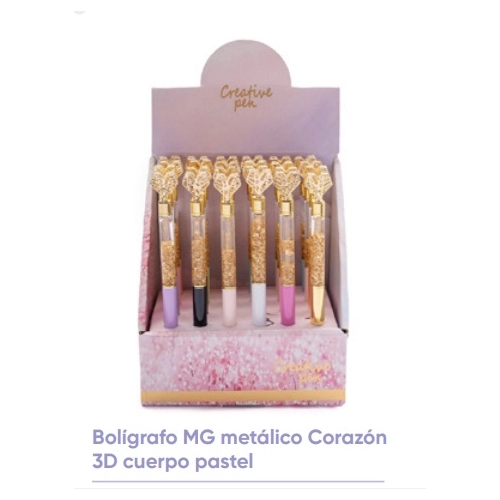 BOLIGRAFO METALICO CORAZON 3D PASTEL 394