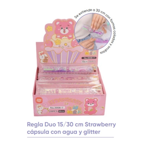 REGLA DUO ST.CAPUSLA CON AGUA Y GLITTER  15/30cm.406