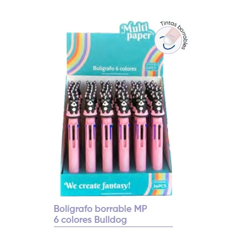 BOLIGRAFO BORRABLE 6 COLORES BULL DOG 168