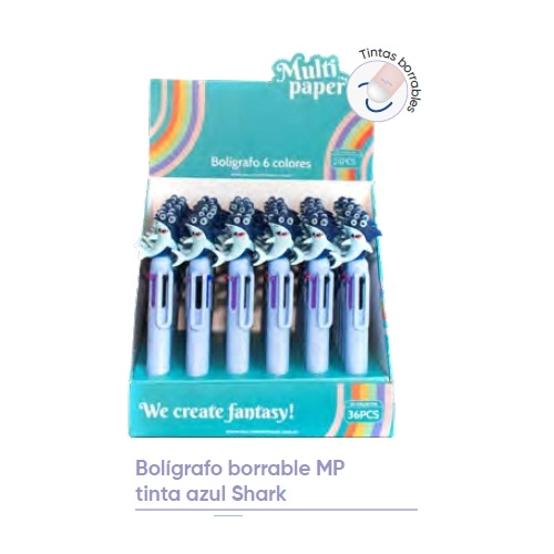 BOLIGRAFO BORRABLE 6 COLORES SHARK 173