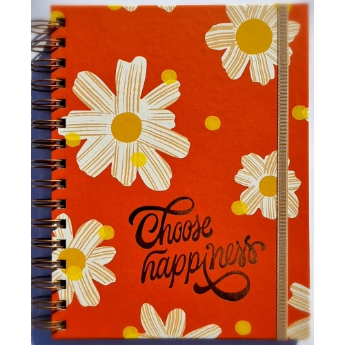 CUADERNO A5 (14.8 x 21) TAPA DURA x120h. RAYADO CON ELASTICO GLOSS CHOOSE HAPPINESS