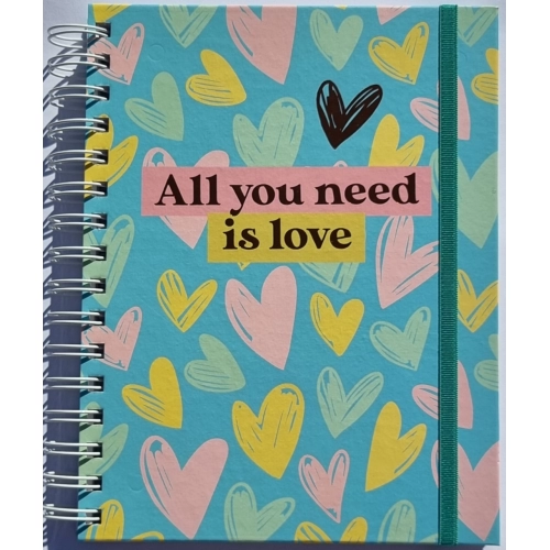 CUADERNO A5 (14.8 x 21) TAPA DURA x120h. RAYADO GLOSS CON ELASTICO ALL YOU NEED