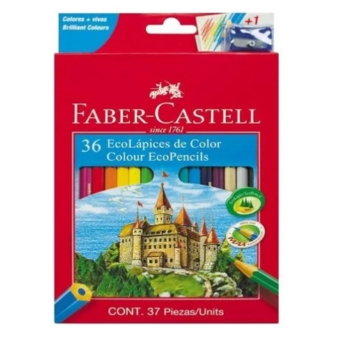LAPICES DE COLORES FABER-CASTELL ECOLAPIZ x36 LARGO + SACAPUNTA