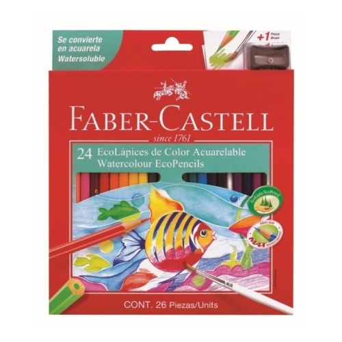 LAPICES DE COLORES FABER-CASTELL ECOLAPIZ ACUARELABLE x24 LARGO