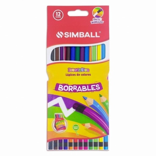 LAPICES DE COLORES SIMBALL INNOVATION x12 LARGO BORRABLE