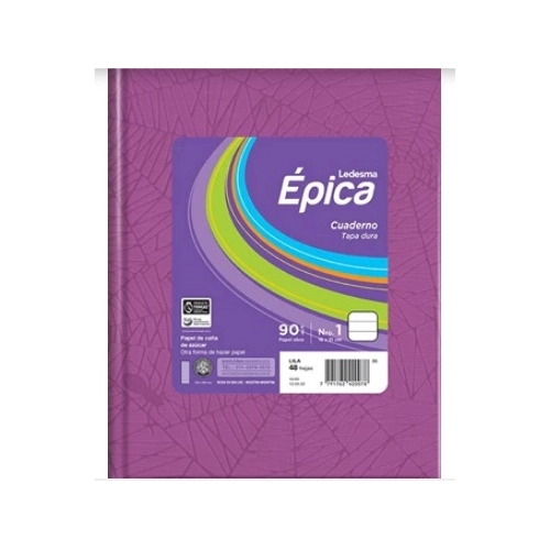 CUADERNO EPICA TAPA DURA LILA x 48 HOJAS RAYADO
